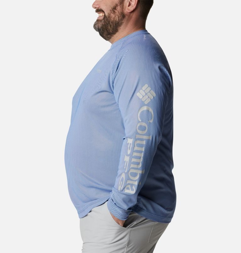 Men's Columbia PFG Terminal Deflector Long Sleeve Sweatshirts Light Blue | Plus Size CA-Y6180